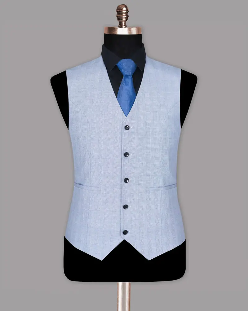 Casper Sky Tonal Plaid Waistcoat 2