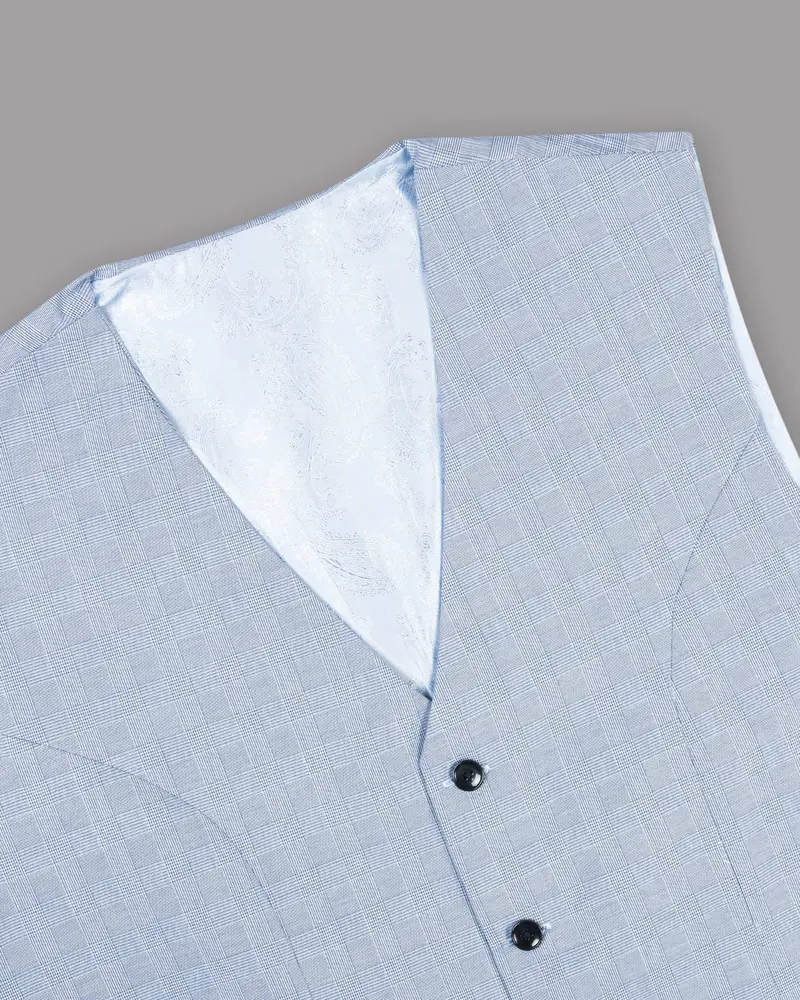 Casper Sky Tonal Plaid Waistcoat 4