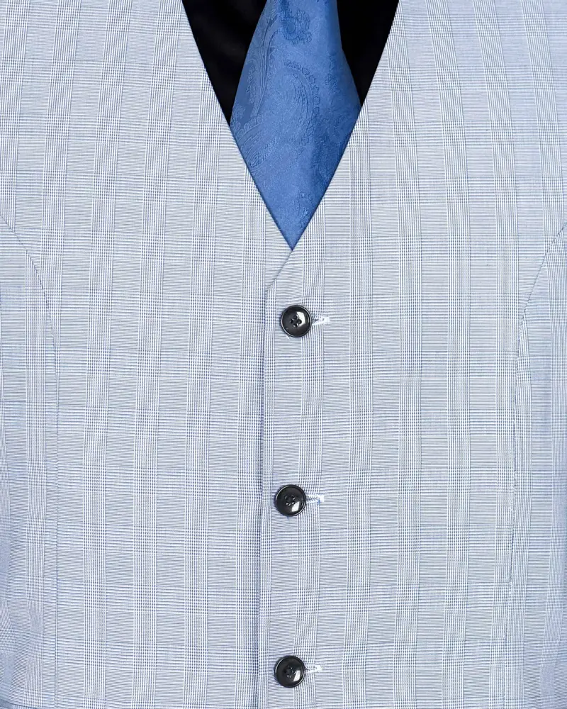 Casper Sky Tonal Plaid Waistcoat 5