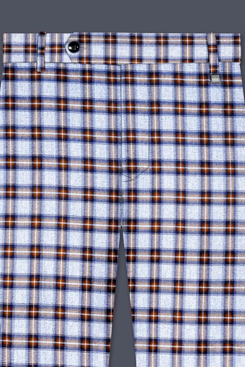 Castaire-Chateau Blue With Cocoa Brown Plaid Wool Rich Double Breasted Suit 12