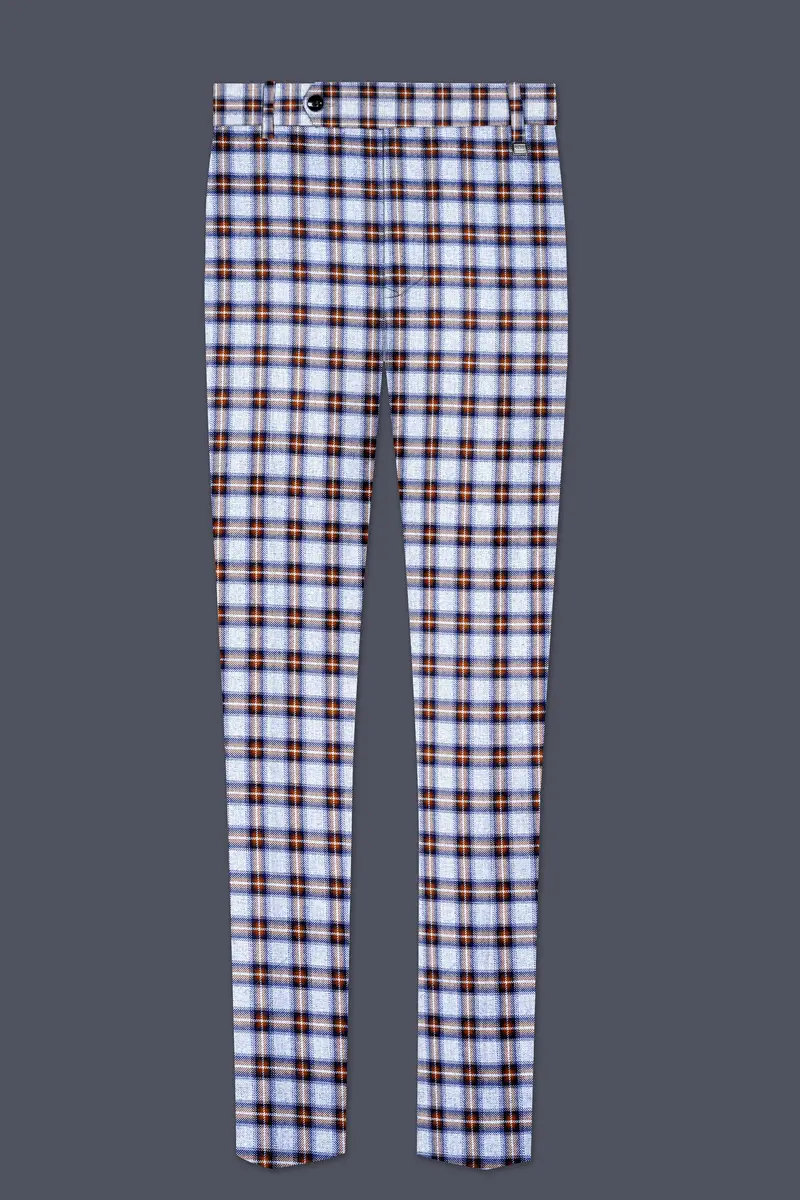 Castaire-Chateau Blue With Cocoa Brown Plaid Wool Rich Double Breasted Suit 13