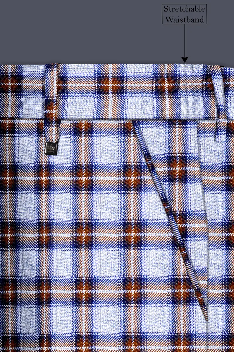 Castaire-Chateau Blue With Cocoa Brown Plaid Wool Rich Double Breasted Suit 15