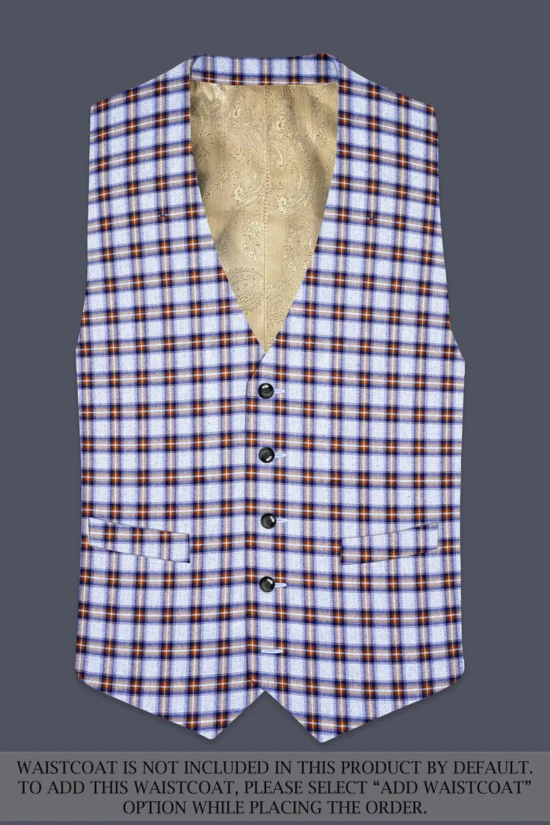 Castaire-Chateau Blue With Cocoa Brown Plaid Wool Rich Double Breasted Suit 16