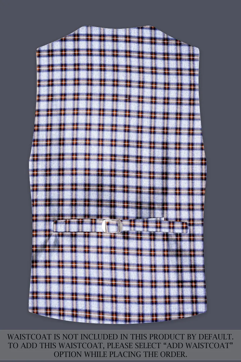 Castaire-Chateau Blue With Cocoa Brown Plaid Wool Rich Double Breasted Suit 17