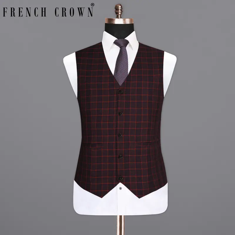 Castro And Well-Read Windowpane Premium Cotton Waistcoat 1