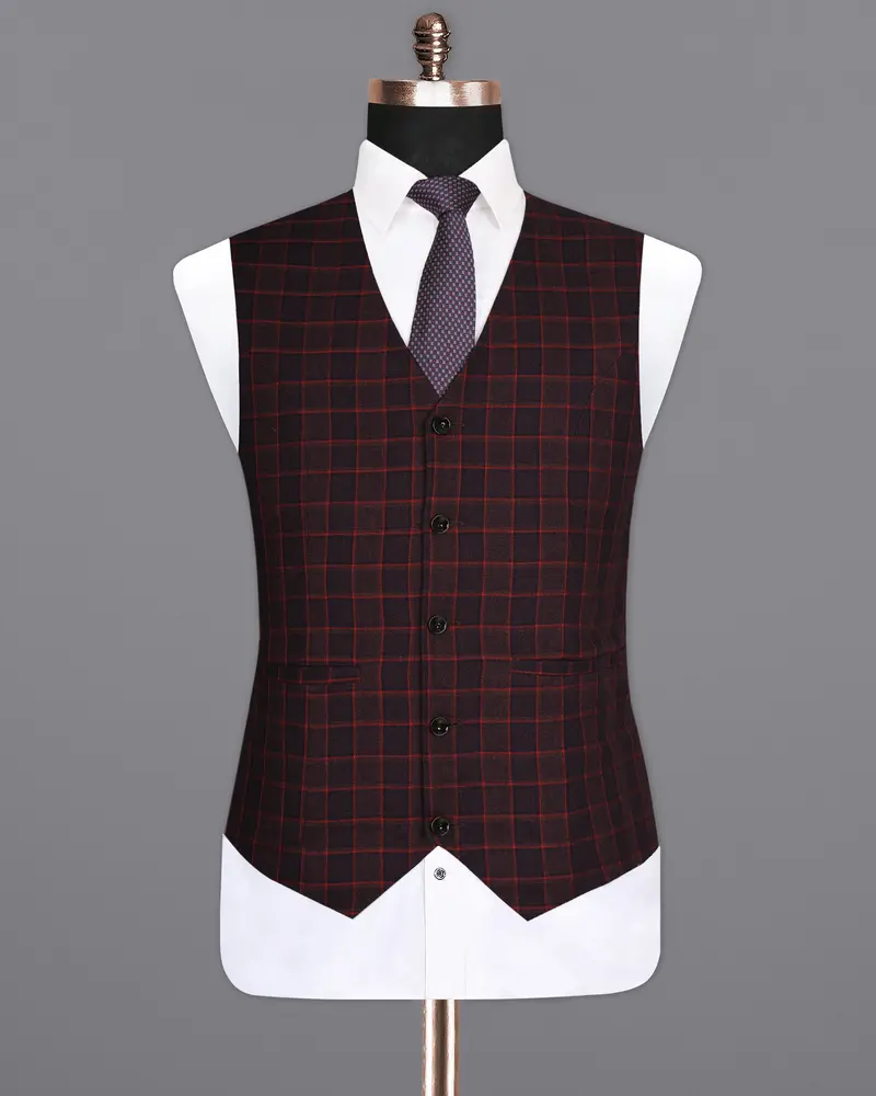 Castro And Well-Read Windowpane Premium Cotton Waistcoat 2