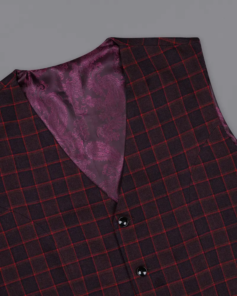 Castro And Well-Read Windowpane Premium Cotton Waistcoat 4