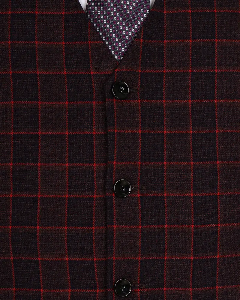 Castro And Well-Read Windowpane Premium Cotton Waistcoat 5