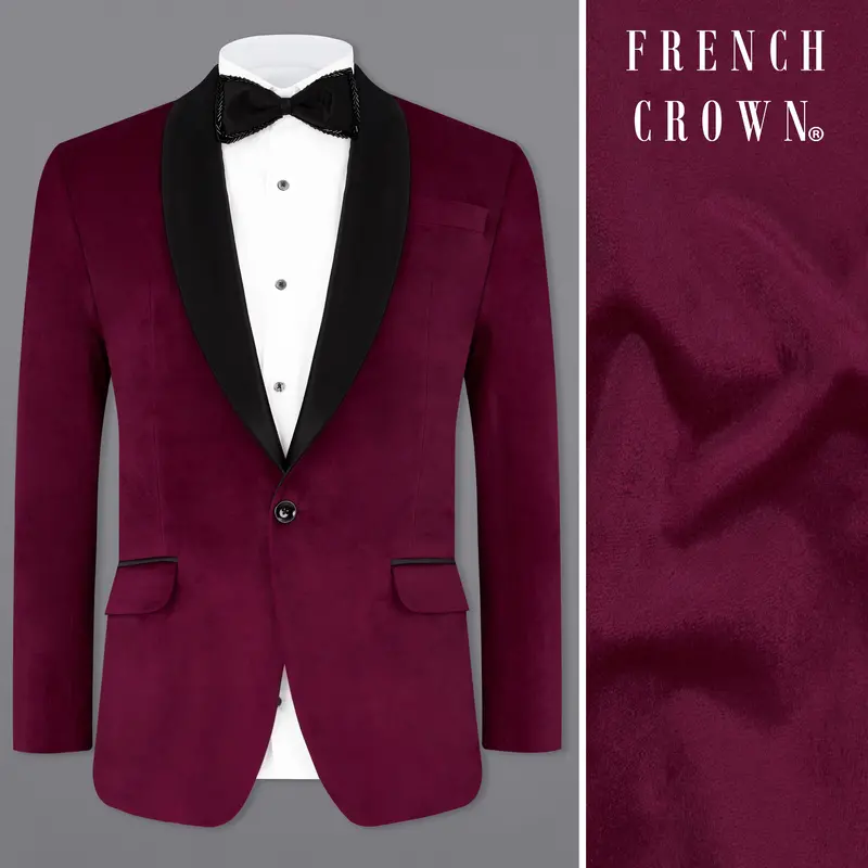 Castro Maroon Velvet Tuxedo Designer Blazer 1