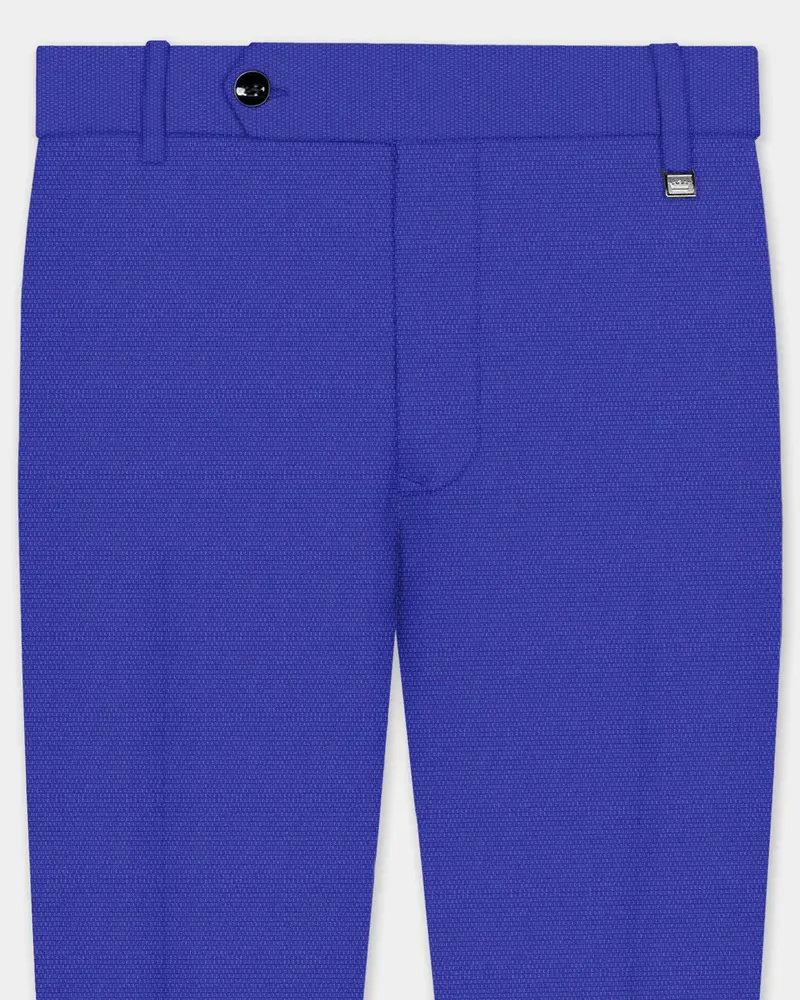 Catalina Blue Dobby Textured Wool Blend Pant 1