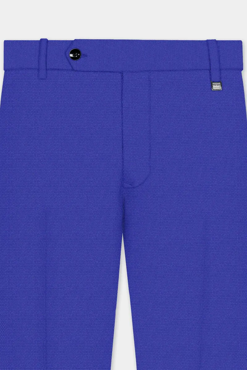 Catalina Blue Dobby Textured Wool Blend Pant 4