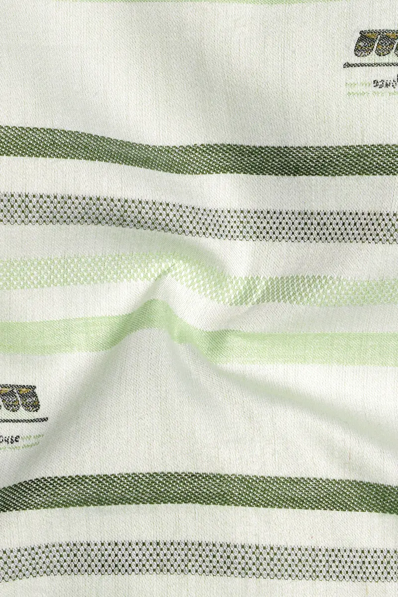 Catskill With Surf Crest Green Striped Dobby Premium Giza Cotton Shirt 3