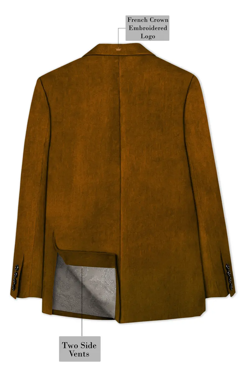 Cavaro-Saddle Brown Velvet Peak Lapel Tuxedo Blazer 8