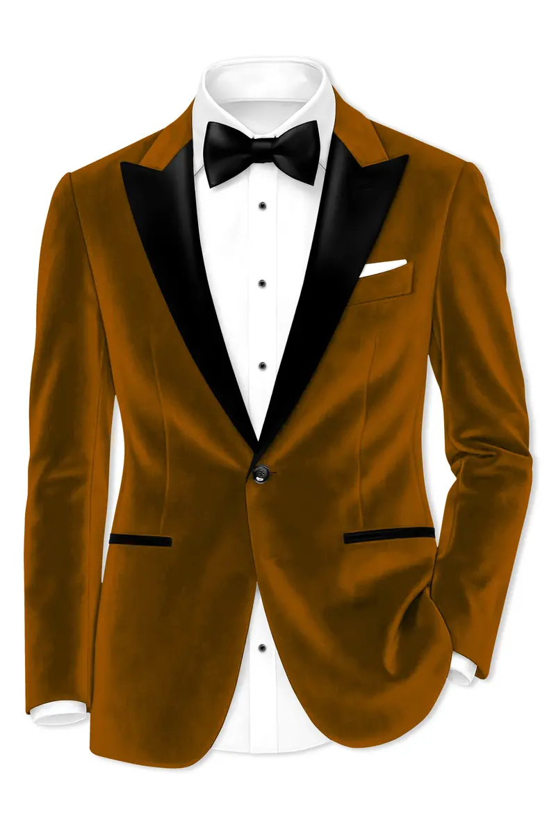 Cavaro-Saddle Brown Velvet Peak Lapel Tuxedo Suit 10