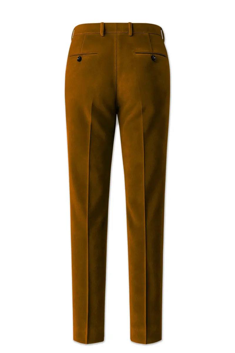 Cavaro-Saddle Brown Velvet Peak Lapel Tuxedo Suit 14