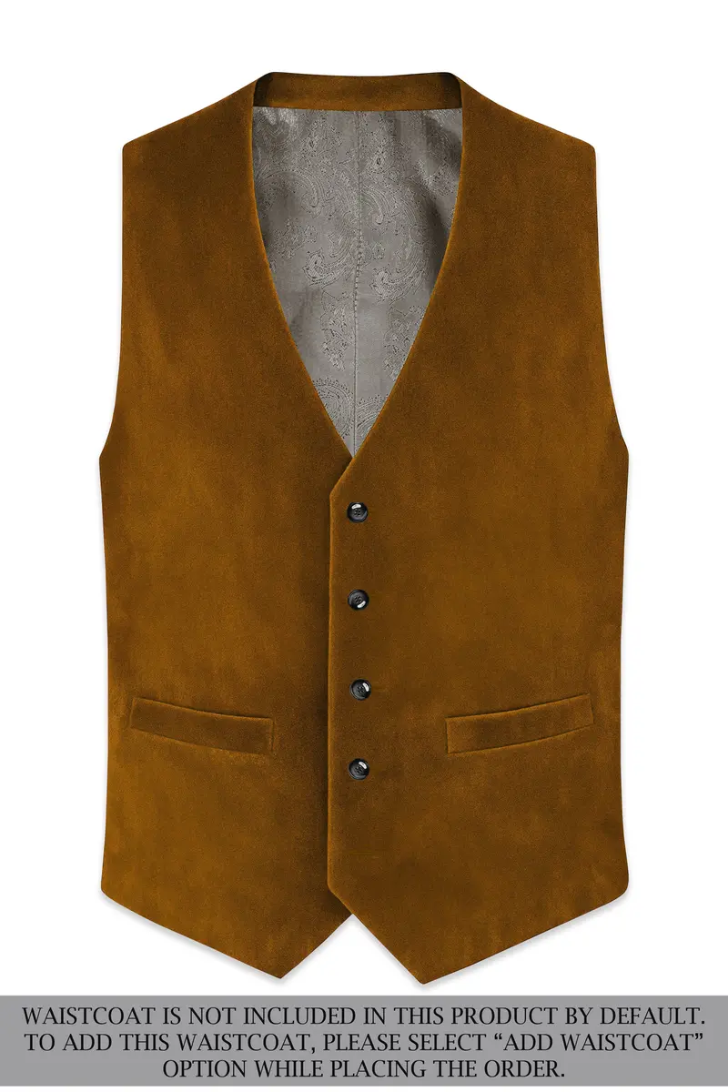 Cavaro-Saddle Brown Velvet Peak Lapel Tuxedo Suit 16
