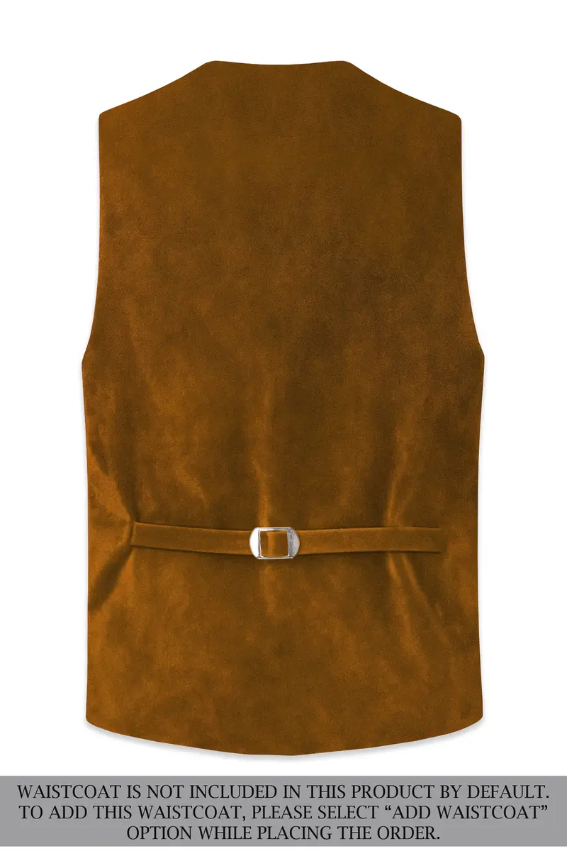Cavaro-Saddle Brown Velvet Peak Lapel Tuxedo Suit 17