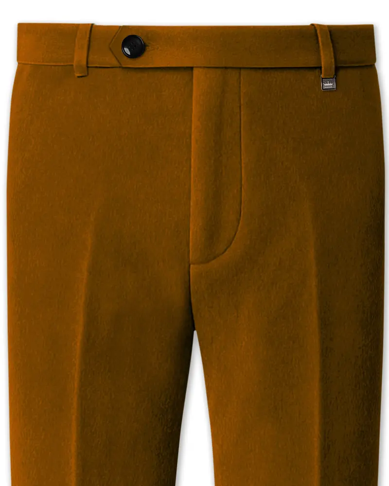 Cavaro-Saddle Brown Velvet Stretchable Waistband Pant 1