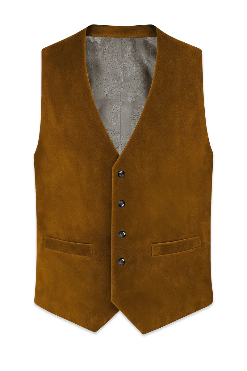 Cavaro-Saddle Brown Velvet Waistcoat 2