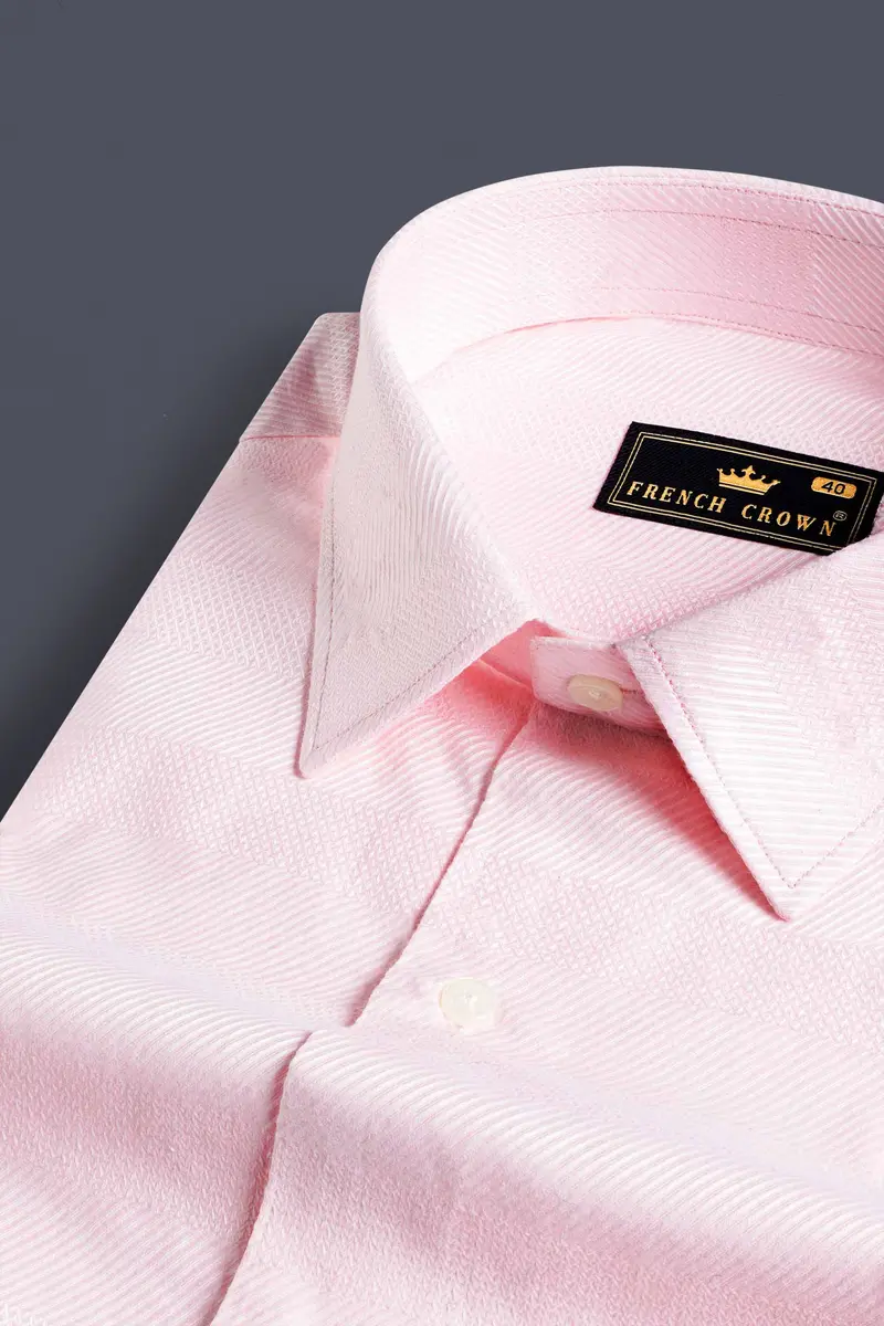 Cavern Peach Dobby Textured Premium Giza Cotton Shirt 1