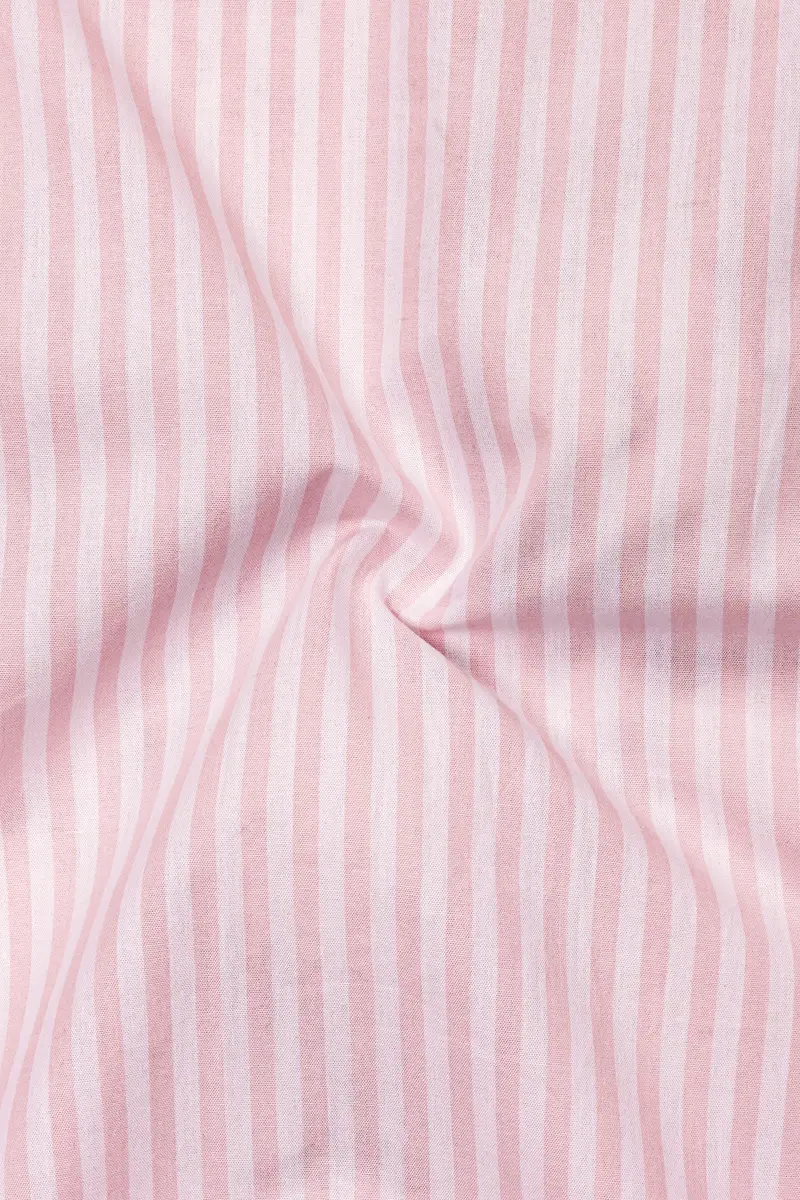 Cavern Pink With Sauvignon Beige Striped Premium Cotton Kurta Shirt 3