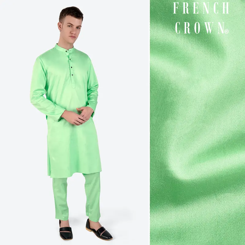 Celadon Green Subtle Sheen Super Soft Premium Cotton Kurta Set 1