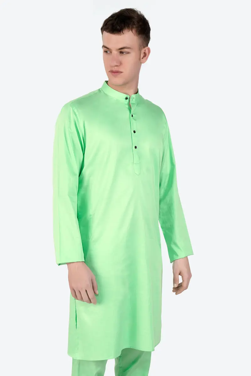 Celadon Green Subtle Sheen Super Soft Premium Cotton Kurta Set 4