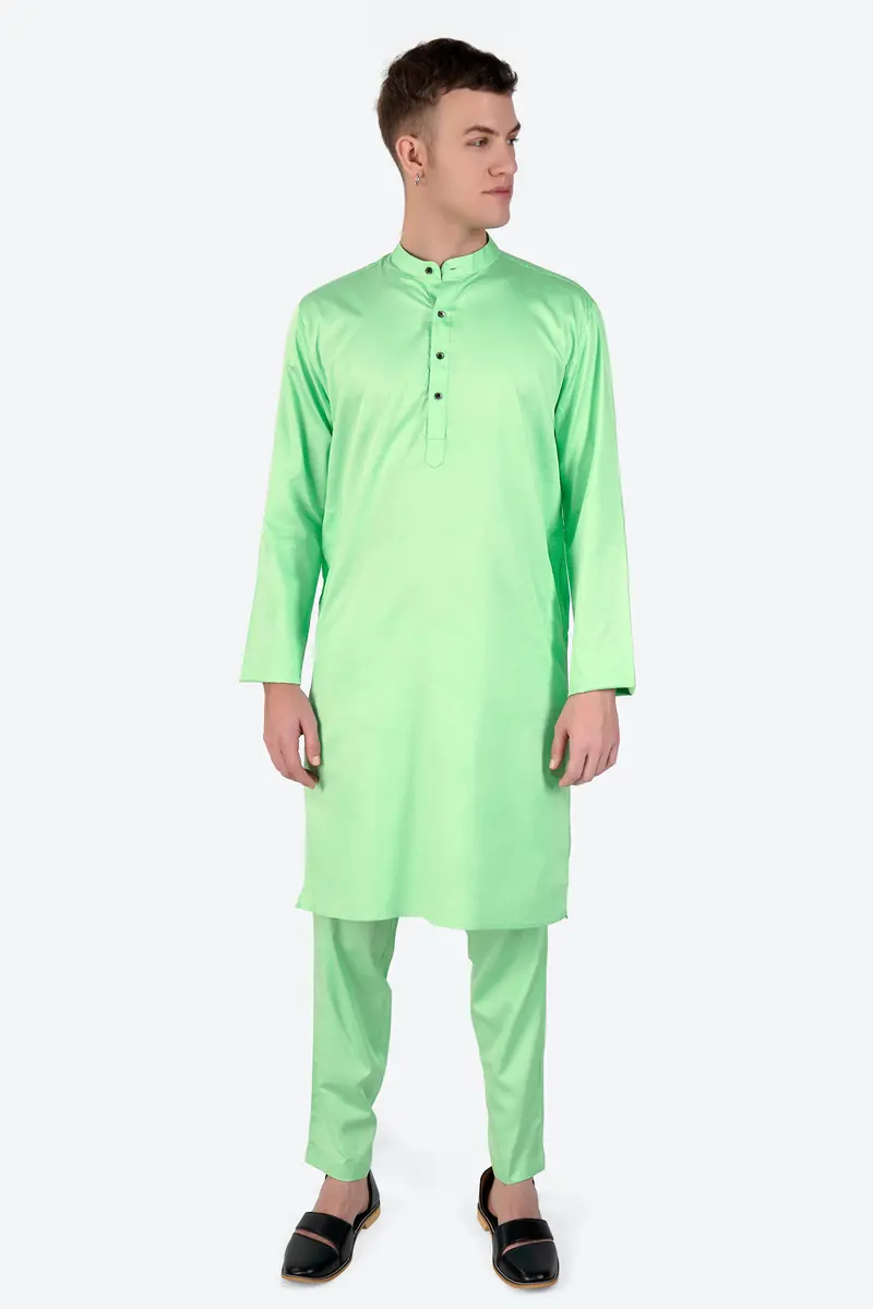 Celadon Green Subtle Sheen Super Soft Premium Cotton Kurta Set 6