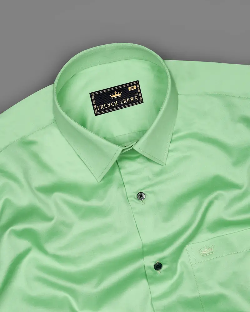 Celadon Green Subtle Sheen Super Soft Premium Cotton Shirt 4