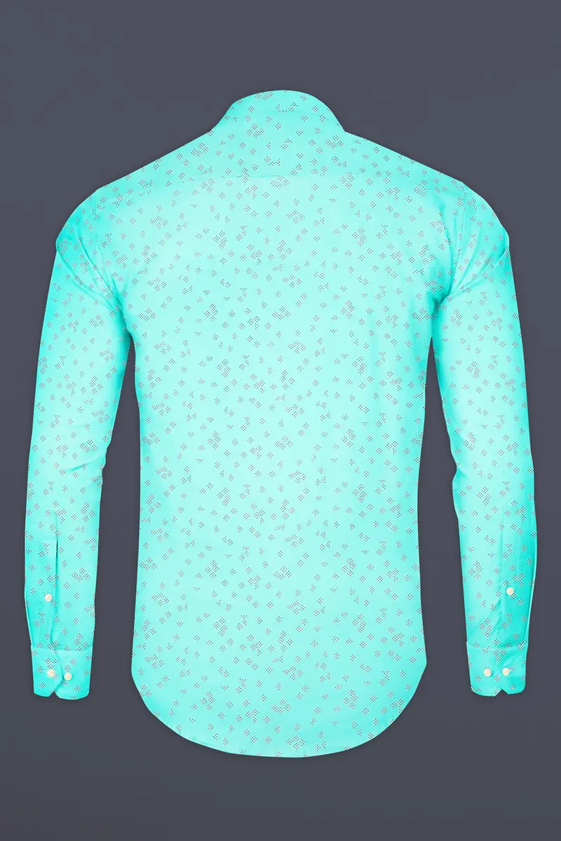 Celeste Blue And Black Dobby Textured Premium Giza Cotton Shirt 5