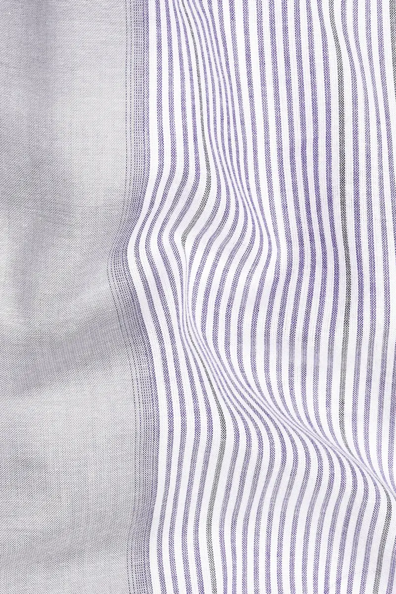 Celeste Gray With Opera Mauve Striped Premium Cotton Shirt 2