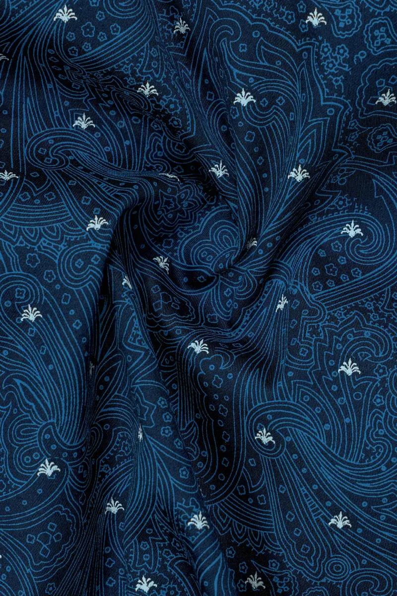 Celesteglow-Downriver Blue Printed Subtle Sheen Super Soft Premium Cotton Shirt 2