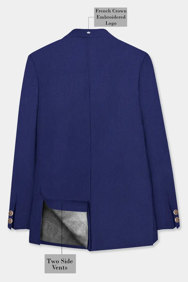 Celestia-Blue Solid Wool Rich Bandhgala Slight Stretch Blazer 7