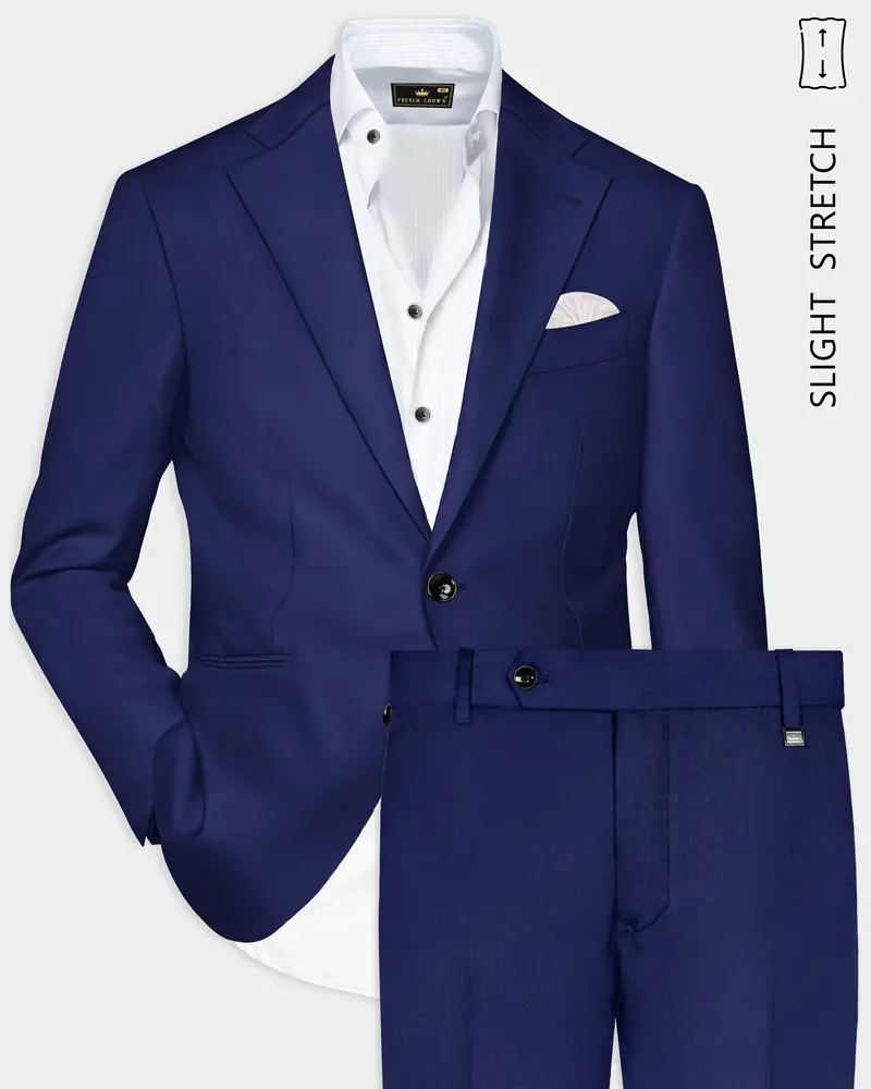 Celestia-Blue Solid Wool Rich Single Breasted Slight Stretch Suit 1