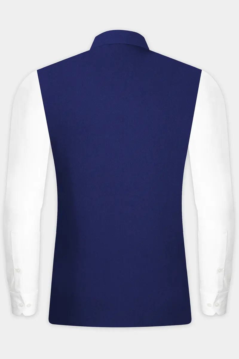 Celestia-Blue Solid Wool Rich Slight Stretch Nehru Jacket 4