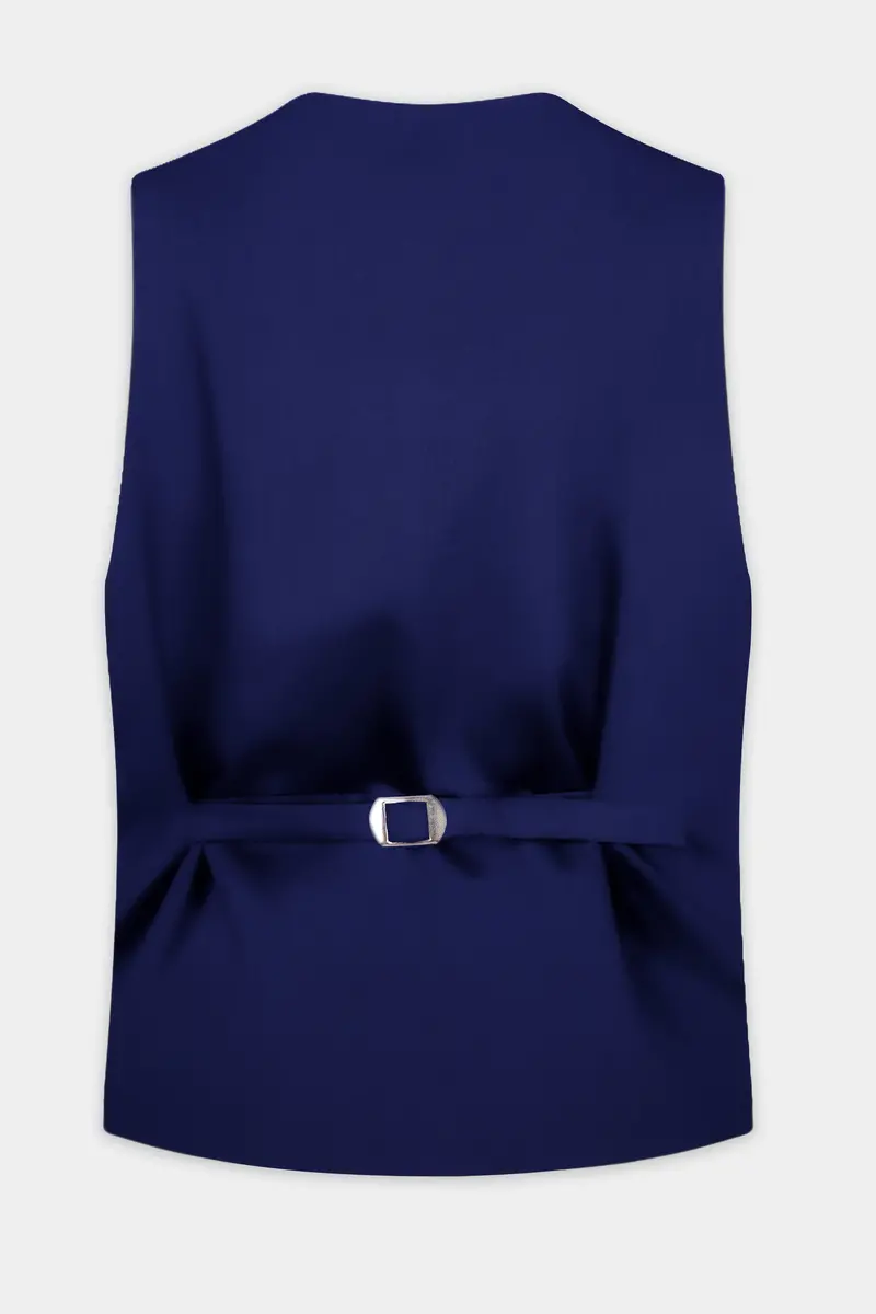 Celestia-Blue Solid Wool Rich Slight Stretch Waistcoat 4