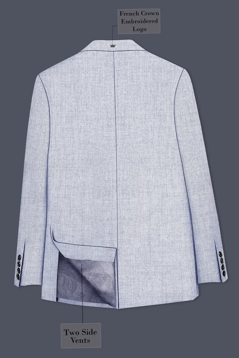 Celestia-Frosted Lilac Blue Textured Tweed Single Breasted Sports Blazer 8