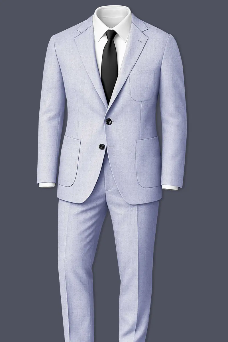 Celestia-Frosted Lilac Blue Textured Tweed Single Breasted Sports Blazer 9
