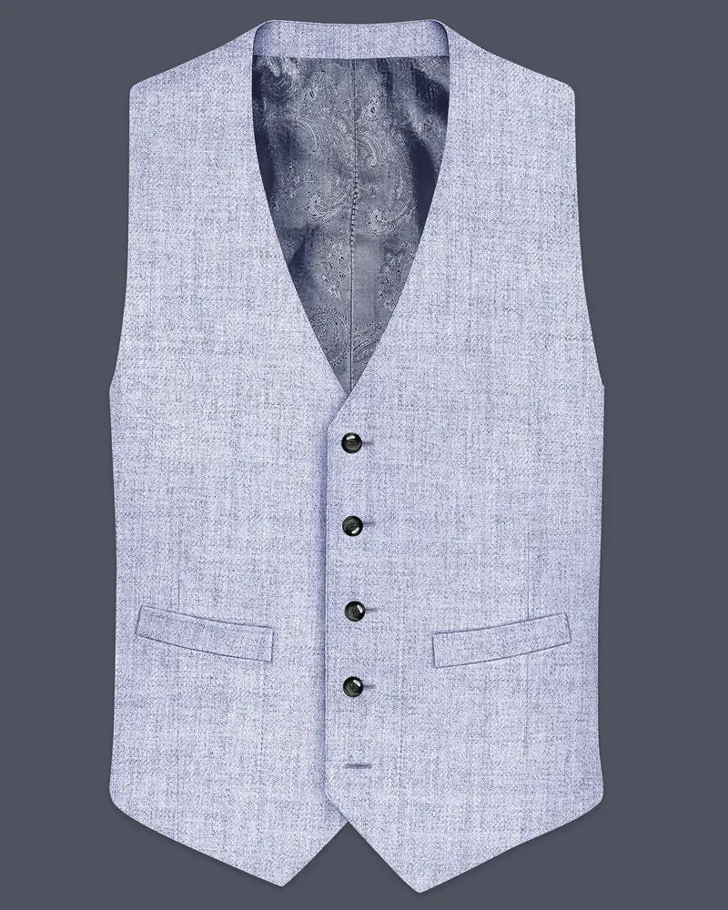 Celestia-Frosted Lilac Blue Textured Tweed Waistcoat 1