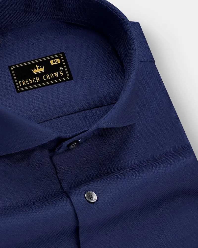 Celestial-Blue Solid Dobby Textured Premium Giza Cotton Dress Shirt 1