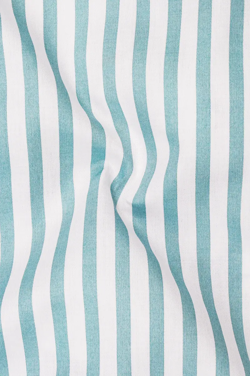 Celestio-Stream Blue And Bright White Candy Striped Subtle Sheen Soft Premium Cotton Dress Shirt 3