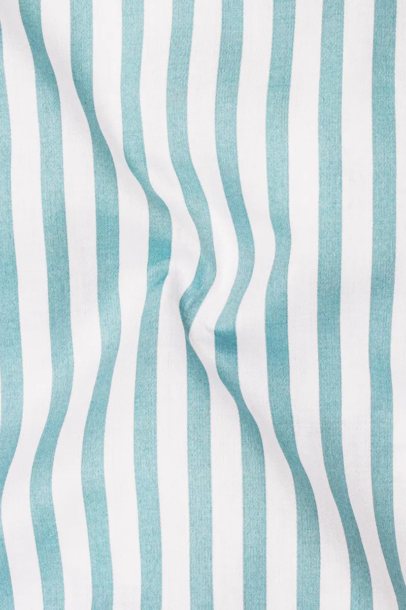 Celestio-Stream Blue And Bright White Candy Striped Subtle Sheen Super Soft Premium Cotton Dress Shirt 3