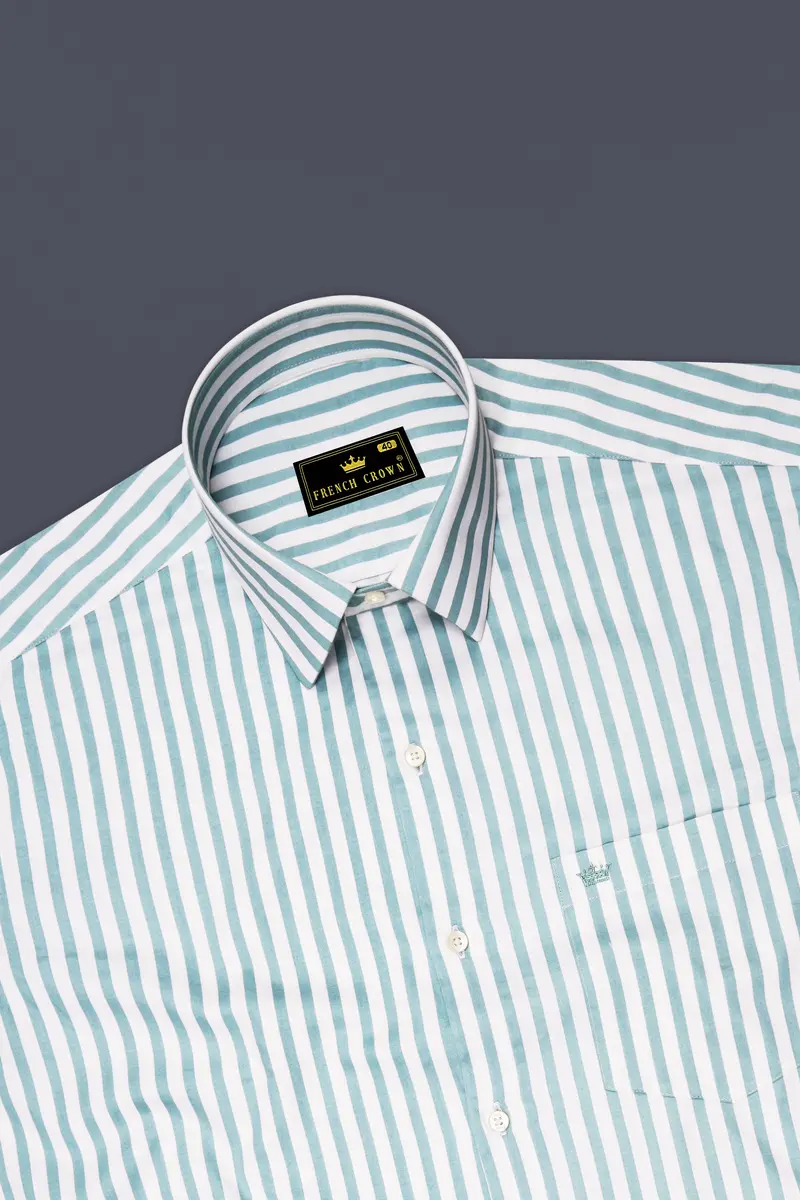 Celestio-Stream Blue And Bright White Candy Striped Subtle Sheen Super Soft Premium Cotton Dress Shirt 5