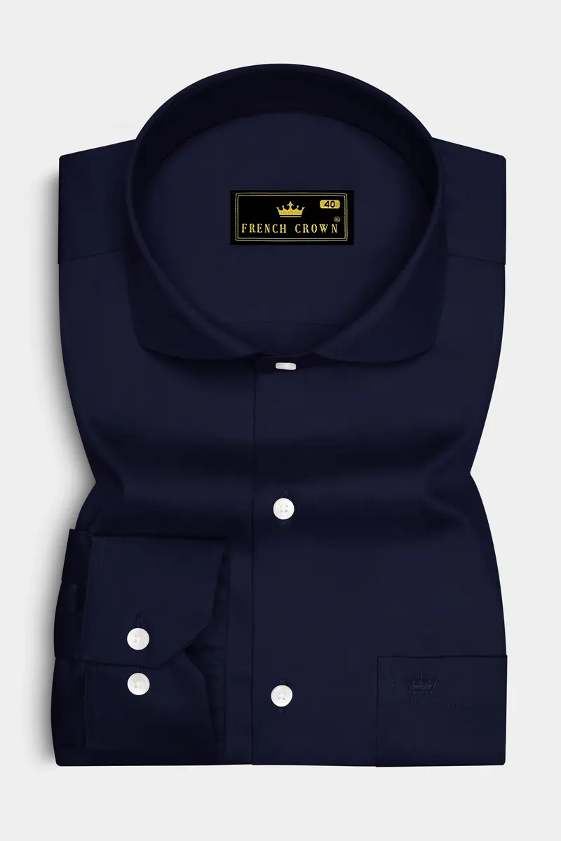 Celesto-Mirage Blue Subtle Sheen Super Soft Premium Cotton Cut Away Collar Dress Shirt 4