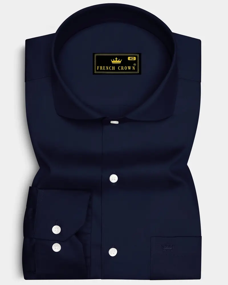 Celesto-Mirage Blue Subtle Sheen Super Soft Premium Cotton Cut Away Collar Dress Shirt 6
