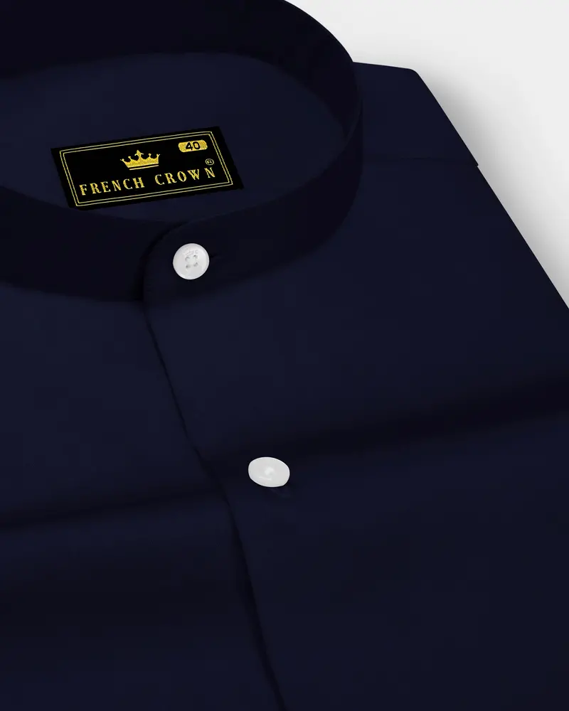 Celesto-Mirage Blue Subtle Sheen Super Soft Premium Cotton Mandarin Dress Shirt 1