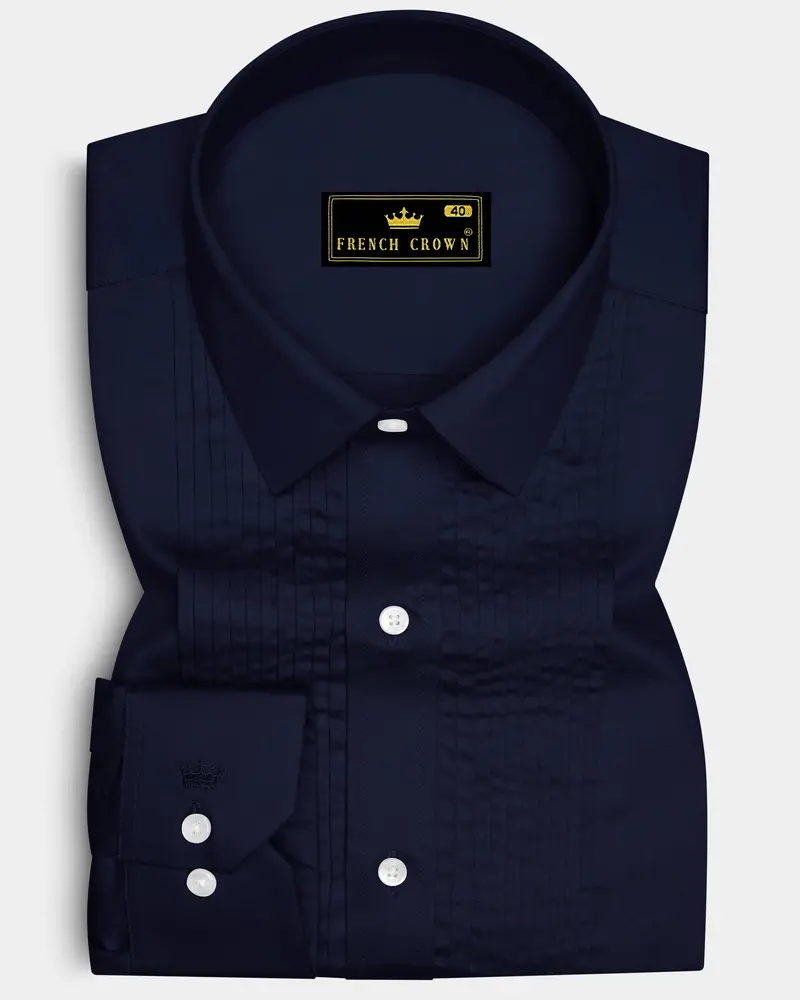 Celesto-Mirage Blue Subtle Sheen Super Soft Premium Cotton Tuxedo Dress Shirt 1