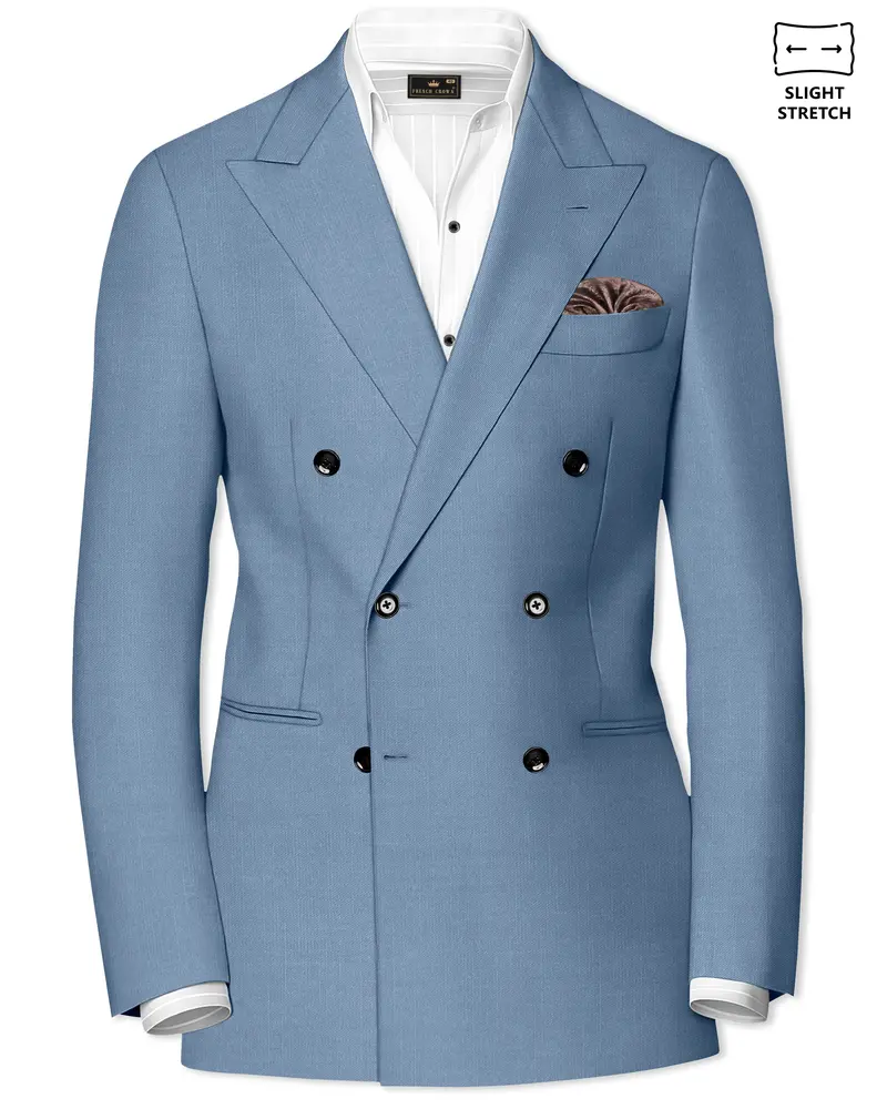 Celestor-Lynch Blue Wool Rich Slight Stretch Double Breasted Blazer 1