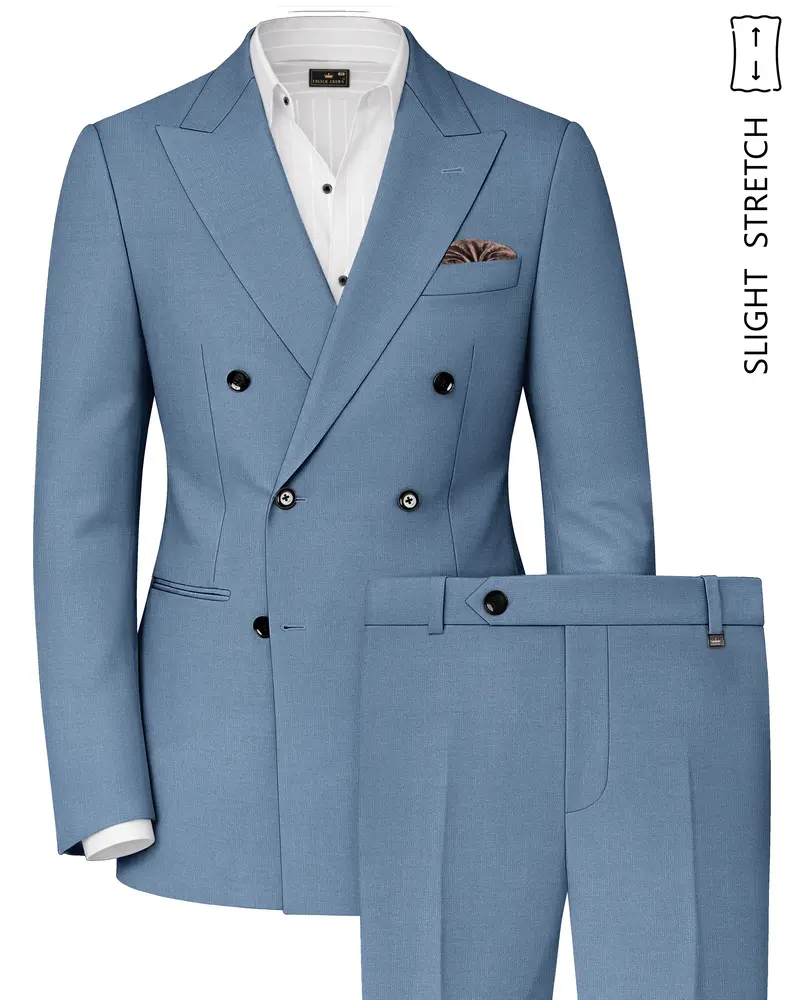 Celestor-Lynch Blue Wool Rich Slight Stretch Double Breasted Suit 1