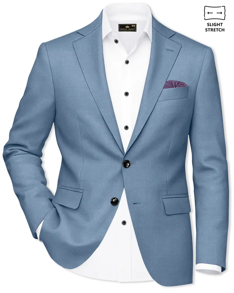 Celestor-Lynch Blue Wool Rich Slight Stretch Single Breasted Blazer 1